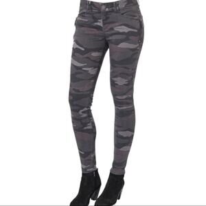 Democracy Women's Jeans Ab Solution Mid Rise Black Camouflage Zip Skinny Size 8